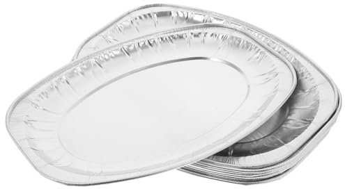 COLLBATH 10 Piezas Bandeja de bandeja bandeja bandeja de aluminio papel de aluminio de alta resistencia bandeja aislada contenedores de aluminio sartenes sartén de aluminio asado Plata