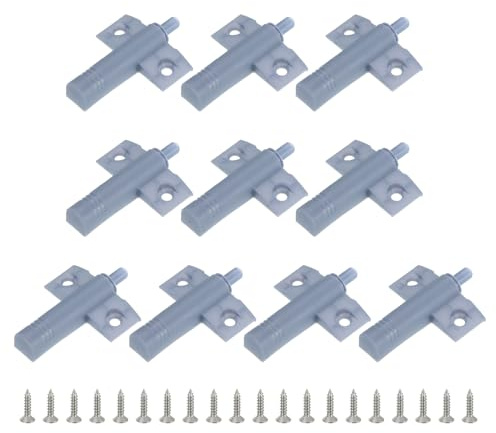 QUARKZMAN Amortisseur Porte Placard à Fermeture Douce, 10 Ensemble Push to Open Ouvre-Porte Avec 20 Pièces de Vis, pour Portes d'Armoires de Cuisine, Portes d'Armoires, Gris