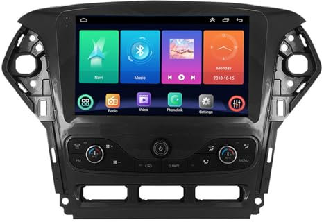 9 Pollici Android 14 Autoradio 2 Din per Ford Mondeo MK4 2007-2014 con Carplay Android Auto Senza Fili Bluetooth Stereo Auto Vista Posteriore in Diretta,con Comandi al volante/Mic(P2 WIFI 4-Core 1G+32