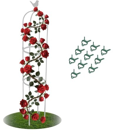 Enrejado para Plantas Trepadoras, Soporte para Plantas 65 85 125 145 175 205 CM Enrejado Jardin Exterior Desmontable, Soporte Plantas Trepadoras Estructuras Frutas Jardinería Jaulas(White,20 x 65cm/7.