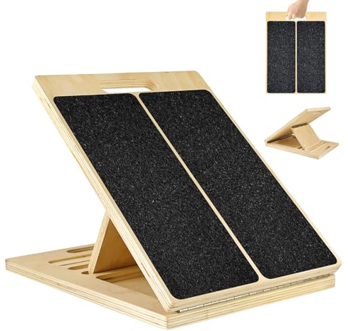 Professionelles Schrägbrett aus Holz | Verstellbar, Tragbar, Wadentraining, Kniebeugen