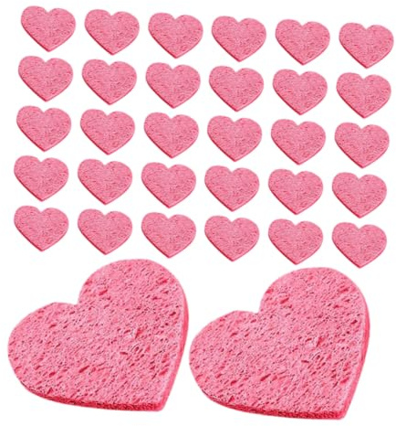 PACKOVE 50piezas Limpiador Facial Comprimido de Celulosa Suave Esponjas Limpiadoras Faciales Reutilizables Forma de Corazón Esponjas Depuradoras para Limpieza Facial Diaria