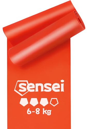 SENSEI® Bandes Élastiques Fitness & Bandes de Résistance (200 cm) – Bandes de Gymnastique Extra Longues en 100% Latex Naturel – Idéal pour Physiothérapie, Pilates, Yoga & Musculation – Inclus E-Book