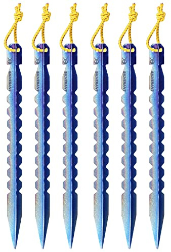 SILVERANT Titan-Zeltheringe, mit Haken, Überdachungsheringe für Camping, Rucksackreisen, Gartenarbeit, große Größe, 6 Stück