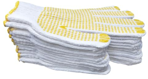 DIYEAH 12pares Guantes De Trabajo De Algodón Reforzado Resistentes Al Desgaste Protección Laboral Antideslizantes Puntas Amarillas Resistentes Aceites y Químicos Para Construcción y Mante