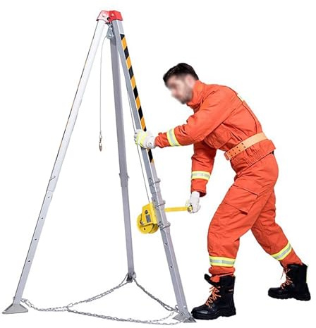 CAFIEDR Confined Space Tripod Kit Rescue Safety, Scaffold Portable Aluminum Enclosed kit, Tunnels Pipelines Wellhead Multifunction Emergency Rescue with 20m Cable Winch