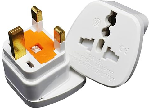 Strhowill 2 Pack UK Travel Plug Adapter,Type G to Universal Adapter-White,13A/250V with Fuse Protection,Compatible with smartphones,Tablets, Laptops(Fits UK/Ireland/Hong Kong Sockets)