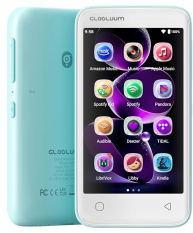 Lecteur MP3 160 Go avec Bluetooth 5.0 et WiFi, Lecteur de Musique avec Spotify, Audible, Amazon Music, Pandora, Libby, Spotify Kids, Lecteur MP4 Android avec écran Tactile 4 avec Son HiFi, Radio FM