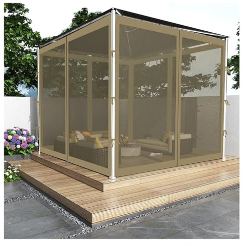 Moskitonetz Pavillon Zelt, Moskitonetz, Pavillon im Freien, Balkon, Innenhof, Sonnenschutz (ohne Regale)(Khaki,300x300cm)