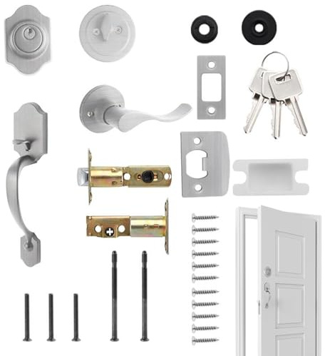Fyrdyn Juego De Cerradura Para Puerta De Entrada,Set Antirrobo Para Puerta Principal Con Cerradura De Seguridad - Suministros Para Hogar Y Jardín De Protección | Exteriores