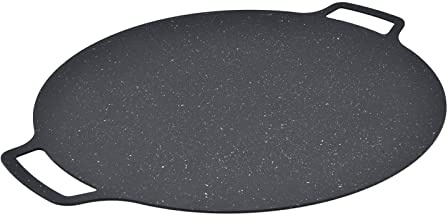 Tomedny Korean BBQ Grill Pan, Round BBQ Griddle with Nonstick Coating Frying Pan with Bag Cooking Tray for Stove Top for Steaks Pork Belly Pancakes for Indoor Outdoor Camping Barbecue (30CM)