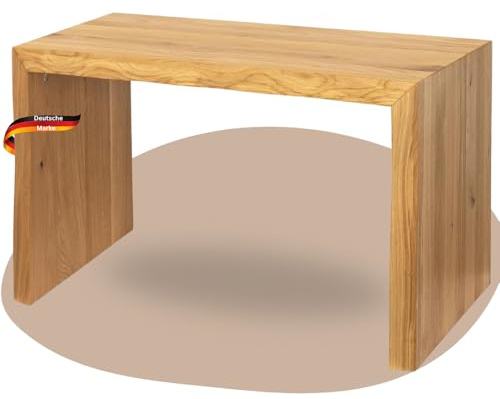 DELUKE Holzbank Sitzbank Egon - Eiche Massiv mit Baumkante | Eichenbank Esszimmer Flur Garderobe Schlafzimmer | 80x40x45cm