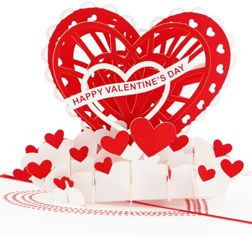 WenYa Valentine's Day 3D Pop Up Card, Romantic Red Heart Design with Love Messages, Surprise Gift for Girlfriend Boyfriend Her Him on Valentine's Day Anniversary Birthday