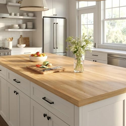 Kitchen Island Butcher Block Countertop – 6FT Solid Birch Wood Slab Unfinished Butcher Block Island Top for Kitchen Countertop, Dining Island, Prep Table & DIY Furniture Projects