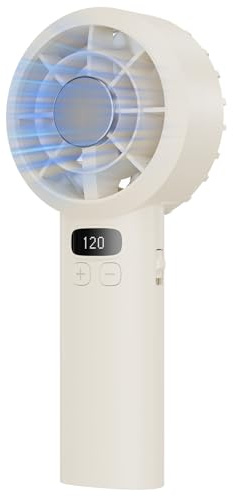 LUXVANO Ventilador de Mano Recargable, Mini Ventilador USB Portátil, 120 Velocidades, Pantalla LED, Batería 3000 mAh, Silencioso para Viajes, Oficina y Hogar, Amarillo