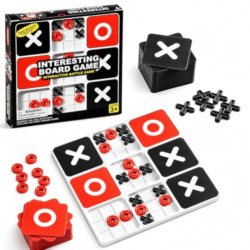 QingWing Tic Tac Toe Spiel 23 ×23 cm, Tragbar Tik Tak Toe Brettspiel | Reisespiel Tictactoe für Denkspiel Familienspiel Mitgebsel Strategiespiele Geburtstags Weihnachtsgeschenke