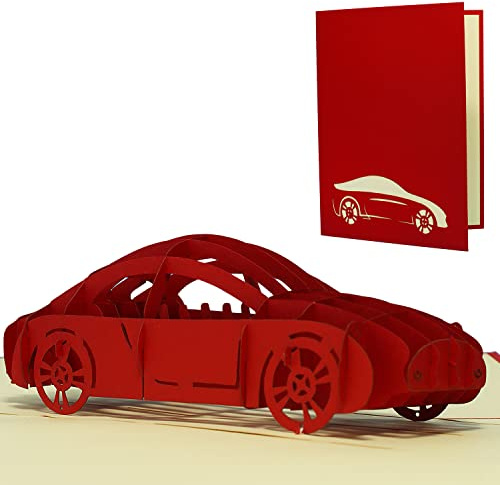 LIN-POP UP Grußkarten Auto, 3D Karten Grußkarten, Grußkarten Gutschein, Geburtstagskarten, Glückwunschkarten Führerschein, Gutscheinkarten, Grußkarte Auto, N260