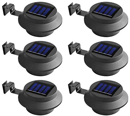 Solalite Solar Gutter Light Outdoor Solar Security Lights Superbright with Panel Black Shell Fence Wall Lamp Garden Wall Lobby Pathway Lamp (Black, 6 Pack)