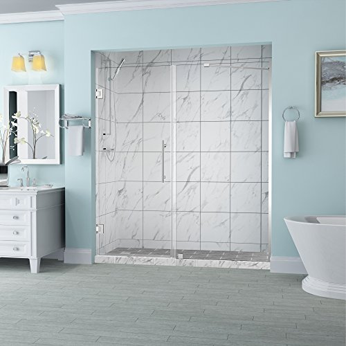 Aston SDR965EZ-CH-6230-10 Belmore Frameless Hinged Alcove Shower Door with StarCast Clear Glass, 61.25 to 62.25 x 72, Polished Chrome