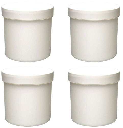 Viva-Haushaltswaren Gabriele Hesse e.K. 4 x Cremetiegel 250 ml Dose aus Kunststoff weiß, lebensmittelecht, BPA frei made in germany