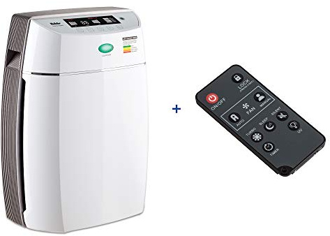 Fakir Luminoso - Purificador de aire con filtro de carbón activo, purificador de aire HEPA, medidor de calidad del aire con mando a distancia y temporizador, purificador para alérgicos, hasta 50 m2