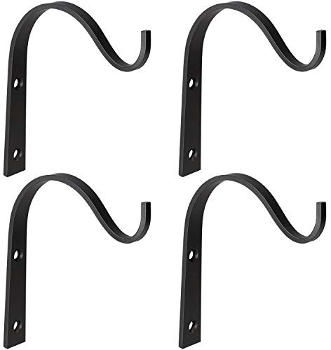 Mkono 4 Pack Iron Wall Hooks Metal Heavy Duty Plant Hanger Bracket Coat Hook Decorative Hook for Hanging Lantern Planter Bird Feeders Coat Indoor Outdoor Rustic Home Decor, Screws Included，6 Inches