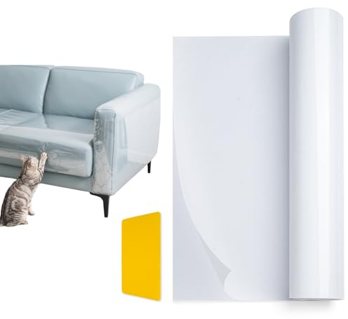 Kratzschutzfolie für Katzen, 5m, Selbstklebende Kratzmatte für Möbel, Sofas und Wände, Wiederverwendbar, Kratzschutz Wand, Schutz vor Kratzern durch Katzen und Hunde