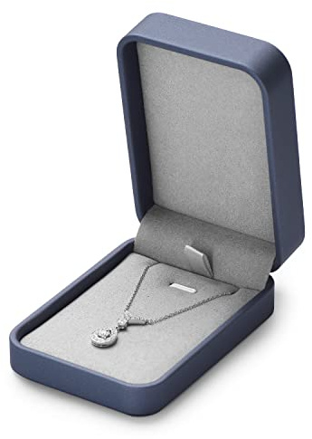 Oirlv PU Cuero Azul Oscuro Caja para Colgante,Caja para Collar, | Necklace Gift Box,Estuche Joyas Regalo,Para San Valentín Aniversario,Cumpleaños