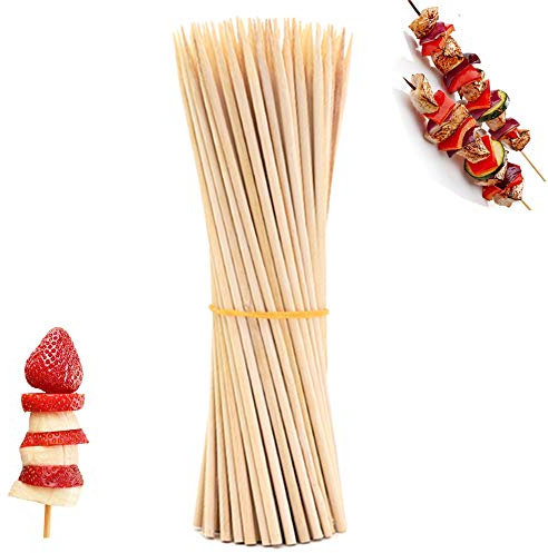 Meilliger Bamboo Sticks for Grill, 50Pcs 12 inches Natural Barbecue Skewers Campfire Fondue Stick for Kebab, Appetizer, Chocolate Fountain, Marshmallow Roasting, Sausage, Fruit Party Gathering Places