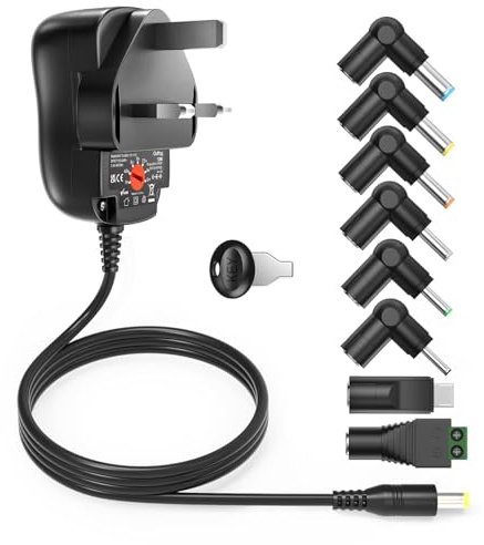 Outtag 12W AC to DC Universal Power Adapter 3V 4.5V 5V 6V 7.5V 9V 12V Power Supply for Electronic Devices BT Speaker CCTV Wireless Router Cameras Android TV Box and More
