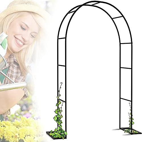 YNITJH Rosenbogen Holz Hochzeitsbogen Garten Kletterrosen Rankhilfe Pflanzbogen,Metallbogen Pergola gartenzaun,für Pflanzen Unterstützung,Gartenhochzeitsdekoration,Black-230×25×220cm/91×9.8×87in