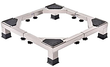 Waschmaschinen Untergestell Frame for Refrigerator Adjustable Stand with 4 starke Füße Standfuß for Tumble Dryer and Tiefkühltruhe Länge/Breite 43-66cm Basis (Silver,H: 15cm)