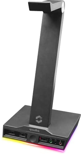 Speedlink EXCELLO Illuminated Headset Stand - Support éclairé pour Casque – Carte Son 7.1, Hub USB intégré, Noir SL-800910-BK