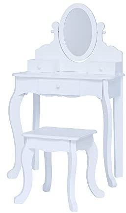 Fantasy Fields by Teamson Rapunzel Kinder Schminktisch Schminkset Mit Spiegel, Schubladen & Stuhl Hocker Für Kinder Weiß TD-12851B | Schminkset, Mit Spiegel, Schubladen, Stuhl Hocker Für Kinder