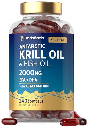 Antarctic Krill Oil 2000mg | 240 Softgels (4 Month Supply) | with Omega 3 Fish Oil (EPA & DHA), Astaxanthin, and Phospholipids | High Strength Complex | By Horbaach