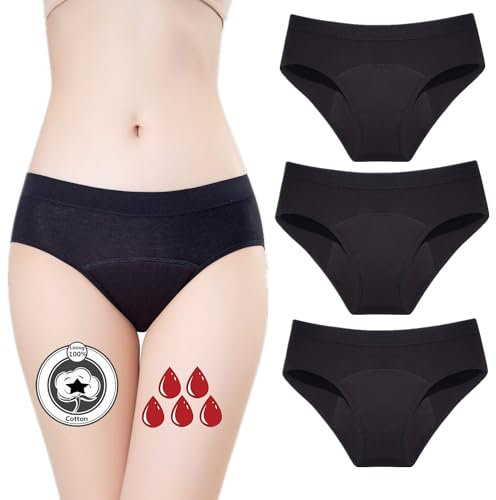 ZVZK Period Pants Heavy Flow 30ML Absorbent Women Leak Proof Panty Period Knickers Menstrual Underwear for teens(S,Pack of 3)