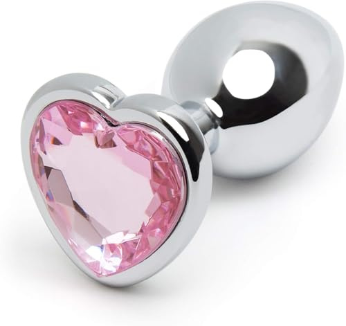 BONDAGERIE® Plug anale con gioiello a forma di cuore, colore rosa, buttplug sacchetto incluso, Taglia Taglia: S