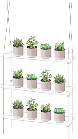 Sumerflos 3-Tier Acrylic Window Boxes Plant Shelves for Windows, Acrylic Hanging Window Plant Shelves, Indoor Windows Wall Hanging Plant Stand Flower Display Shelves