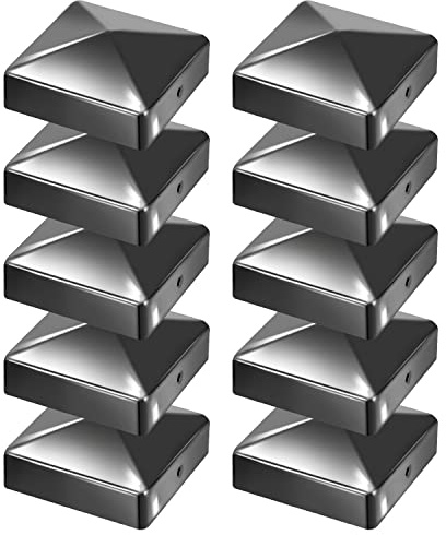 Gimisgu 10 Capuchons pour poteaux de 71x71mm - Poteaux de clôture en métal galvanisés - Forme pyramidale - Couvercles pour poteaux de clôture en bois - Capuchons de protection pour poteaux de clôture