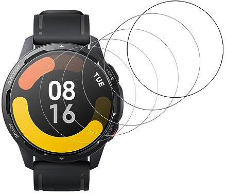 NEW'C 5 Piezas, Protector Pantalla para Xiaomi Watch S1 Active Cristal templado, Sin Burbujas, Dureza 9H, 0.33 mm Ultra Transparente, Ultra Resistente