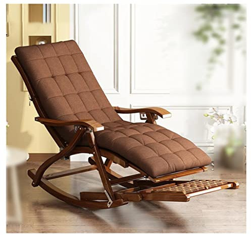 BTZHY Relaxsessel Sessel,Schaukelstühle für den Außenbereich, faltbar, Chaiselongue für den Innenbereich mit Armlehnen, Zero-Gravity-Stuhl mit Holzrahmen und Fußstützenkissen, Bequeme Einzelfreize