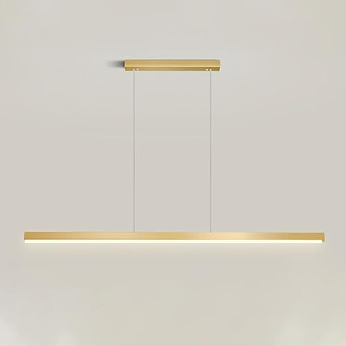 Mjsdjof Suspension d'îlot de Cuisine de 39,4 po, Suspension à LED Moderne, luminaire Suspendu à Barre en Aluminium, Lampe à Suspension linéaire en métal, Lampes à Longue Bande Blanche/dorée pour sal
