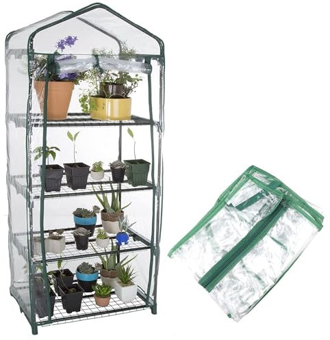 Taylor & Brown 4 Tier Greenhouse Cover Heavy Duty Replacement Spare Reinforced Growhouse Clear PVC Cover - 69x49x160cm