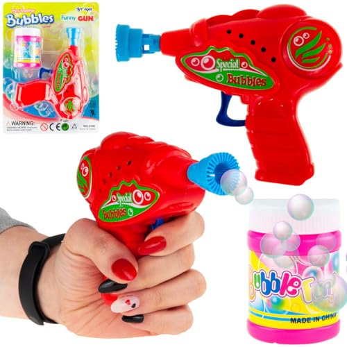 Seifenblasenpistole für Kinder, inkl. Flüssigkeit Pistole für Kinder und Erwachsene, rosa, Blasenspielzeug, Geschenk, für Spiele drinnen und draußen, für Sommer, Mottoparty, Geburtstag, Partys