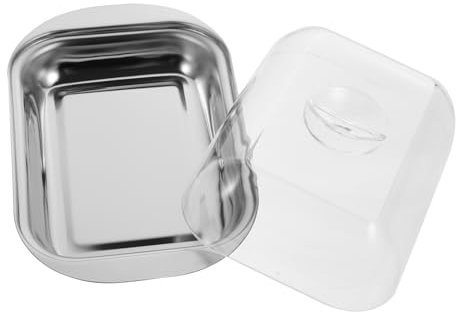 Cabilock 1 Mantequillera de Acero Inoxidable Tapa Redonda, Queso y Postres, Bandeja Versátil para Decoración de Mesa y Servicio en Comidas