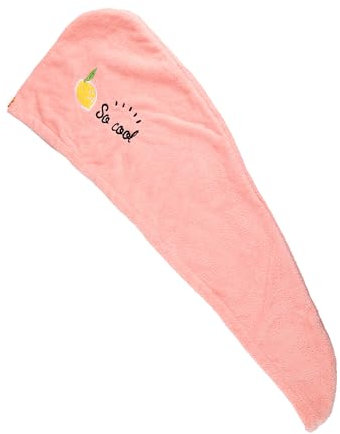 Tabanzhe Hair Drying Towel, Soft Super Absorbent Head Turban With Button for Women Girls Kids Quick Dry Face Care (Pink)