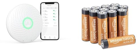Airthings 2930 Wave Plus: Monitor per il radon e la qualità dell'aria con rilevatore di CO2, COV & Amazon Basics - Batterie Stilo Alcalino AA Performance, confezione da 12
