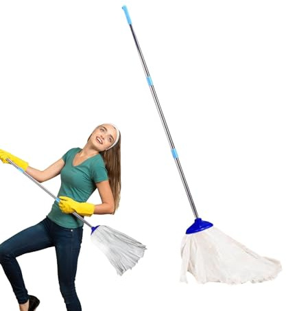 fanelod Balai à franges sans traces | Grand balai à franges standard blanc | Balai de sol domestique super absorbant pour hôtel, maison, usine, atelier et restaurant