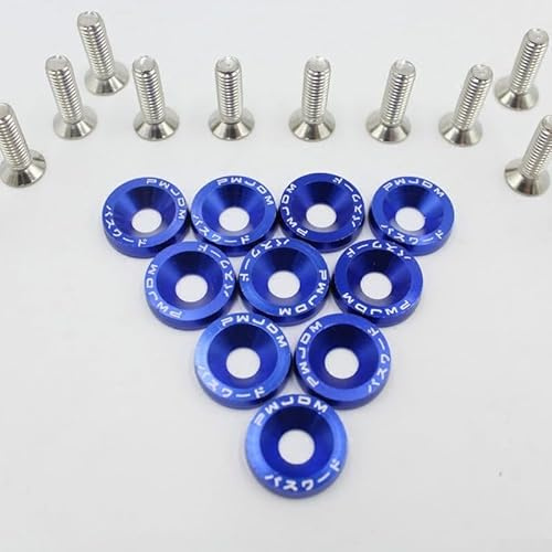 Lot de 10 rondelles et boulons en aluminium anodisé M6 - Installation facile - Bleu