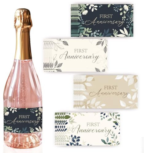 PH PandaHall 40pz Etichette per Bottiglie di Vino Adesivi per Bottiglie di Vino Primo Anniversario 4 Colori Etichette per Pietre Miliari Del Matrimonio per Feste di Nozze Celebrazione 9x5cm